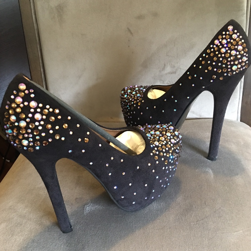Beyond Maybel-01 Rhinestone Platform Heels - Picture 2 of 16